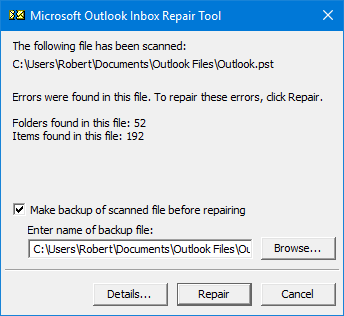 start repair file