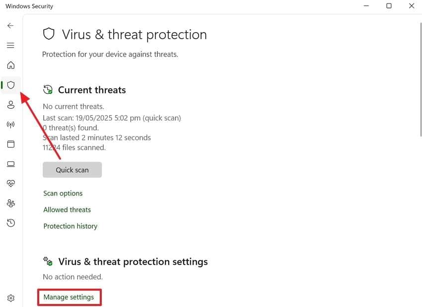 manage settings of threat protection