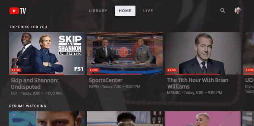 youtube tv sports streaming guide