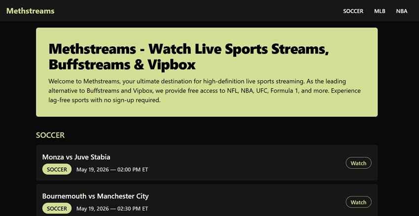 methstreams unofficial streaming risks
