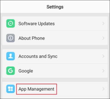 tap on app management in setting