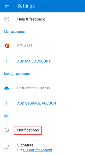 tap on notifications under mail