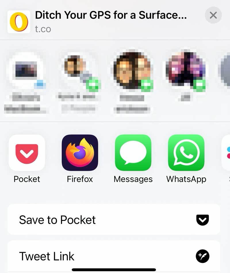 Toca Pocket para mostrarlo en el menú Compartir 