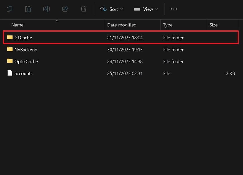 select glcache and access temporary files