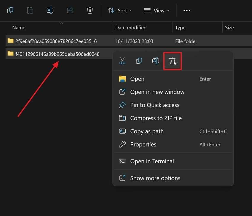 delete all folders and restart