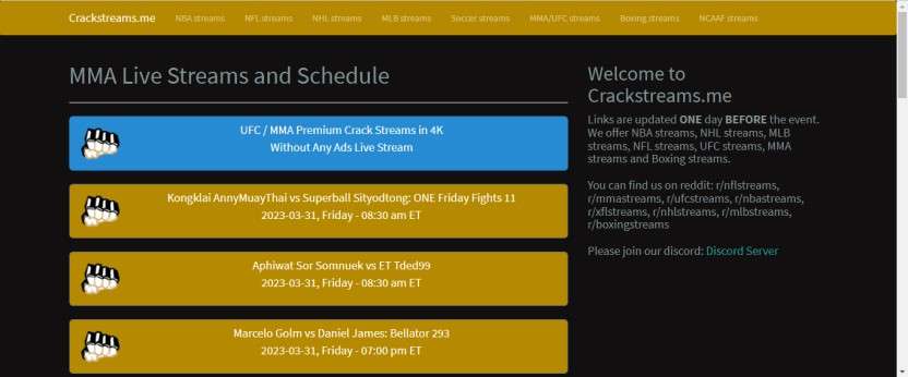 Crackstreams ws Mma