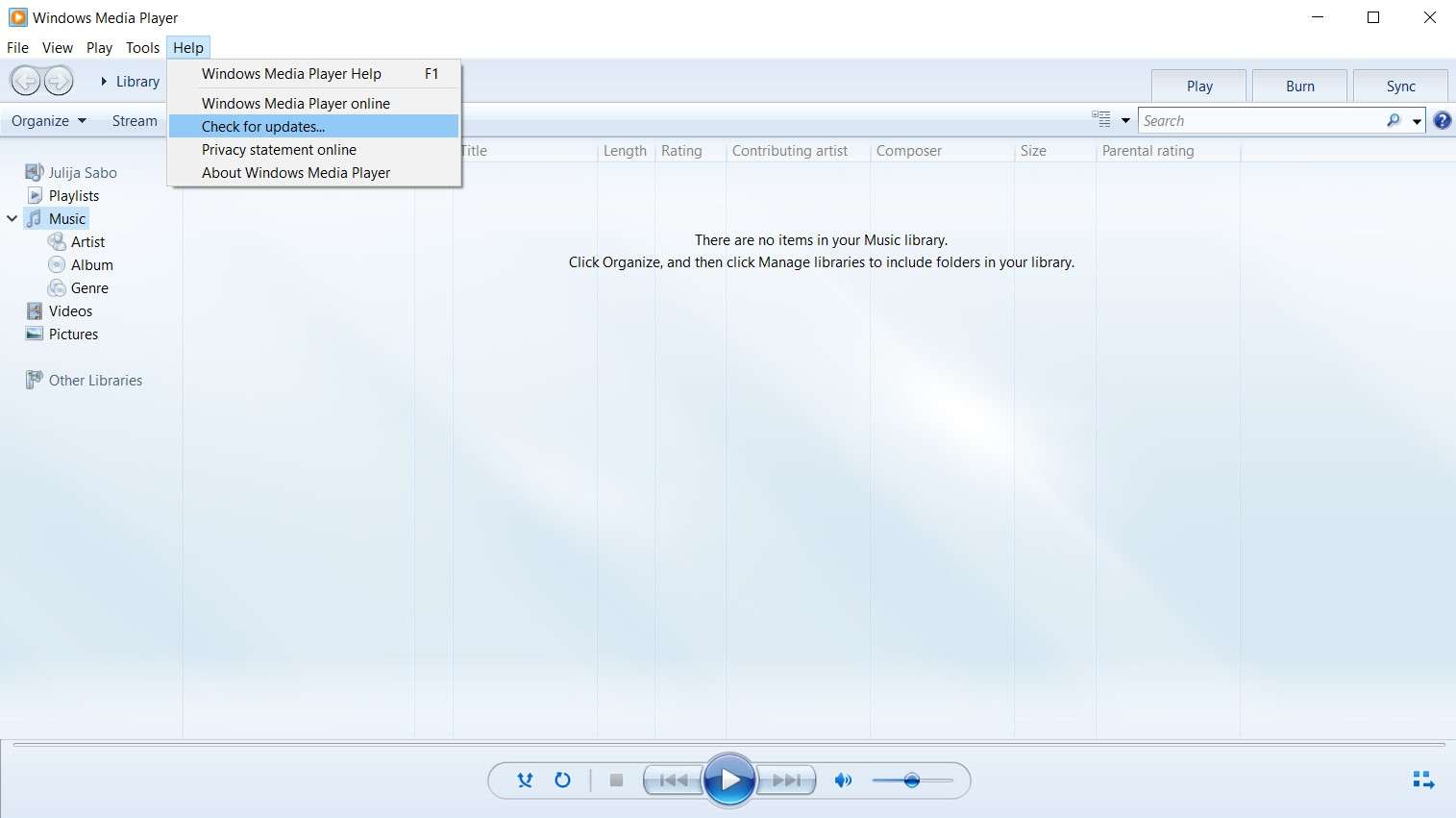 checking for codec updates in windows media player