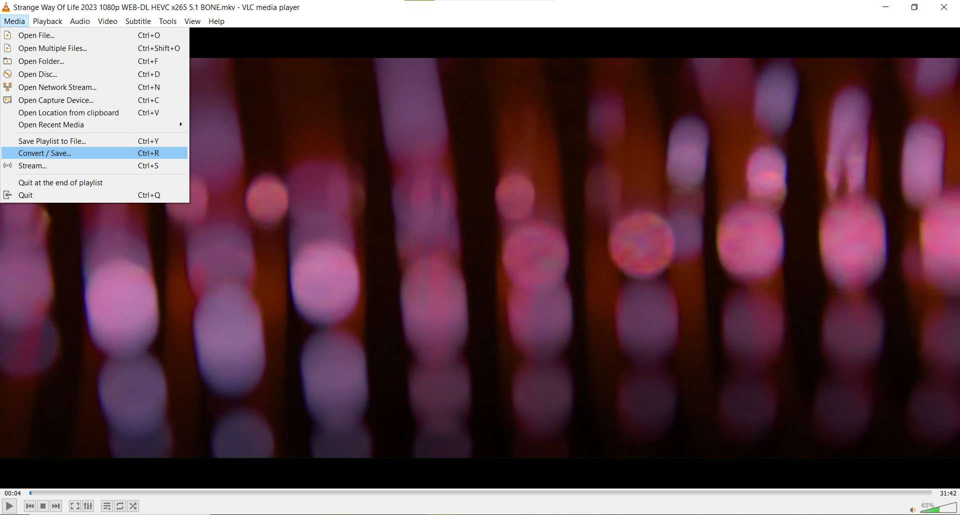 converting video format with vlc