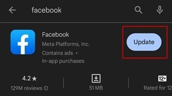 update facebook app 