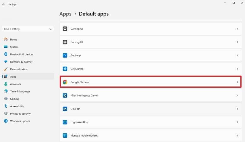 select app to set default