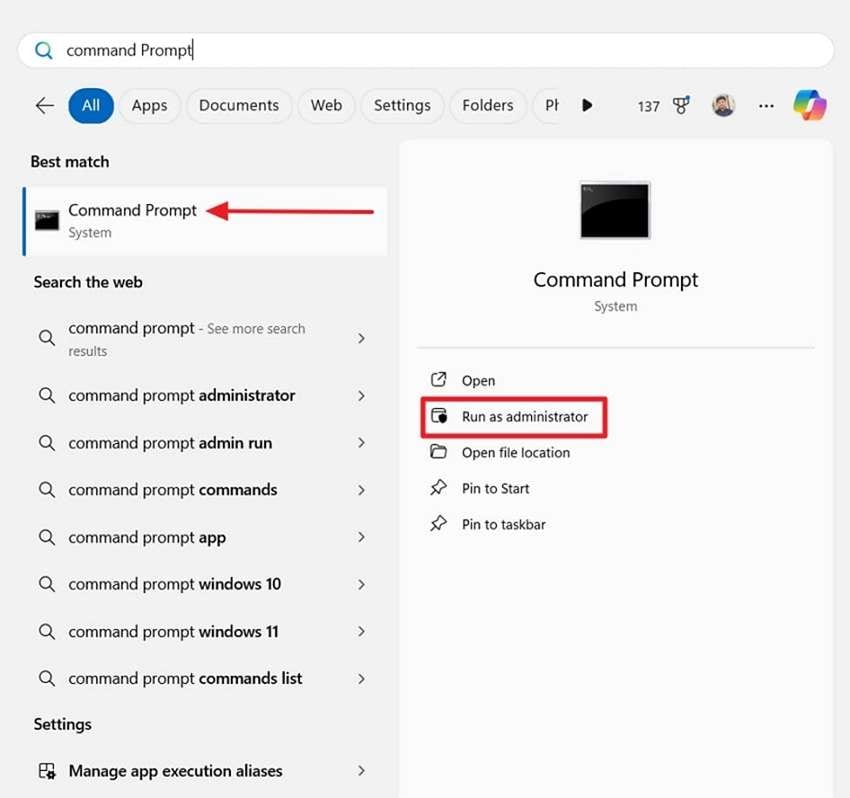 access cmd as administrator