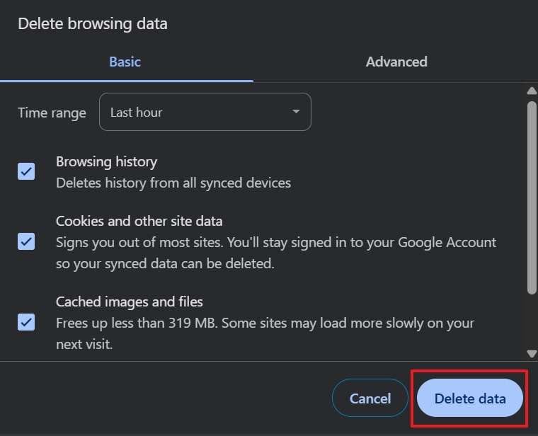 delete browsing history cache and cookies