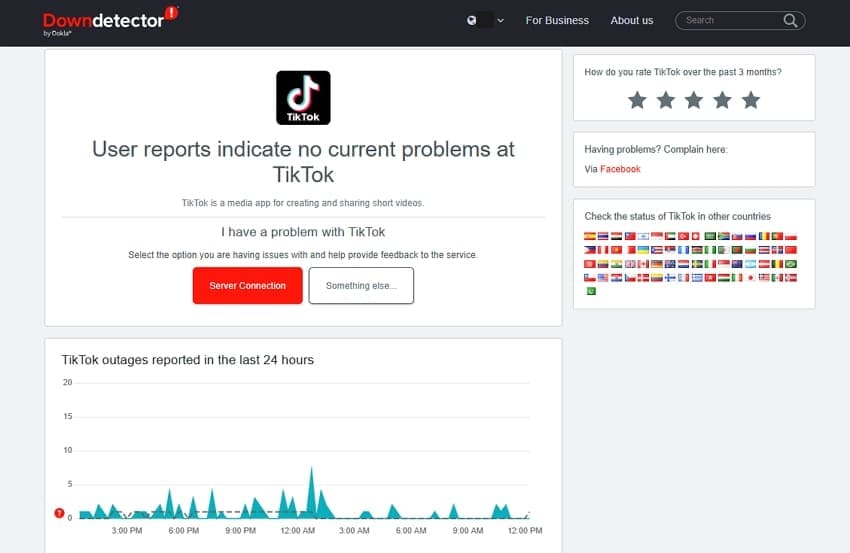 check the server status of tiktok