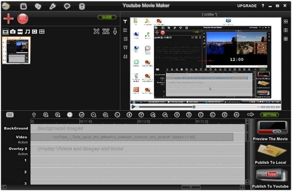 interface of youtube movie maker