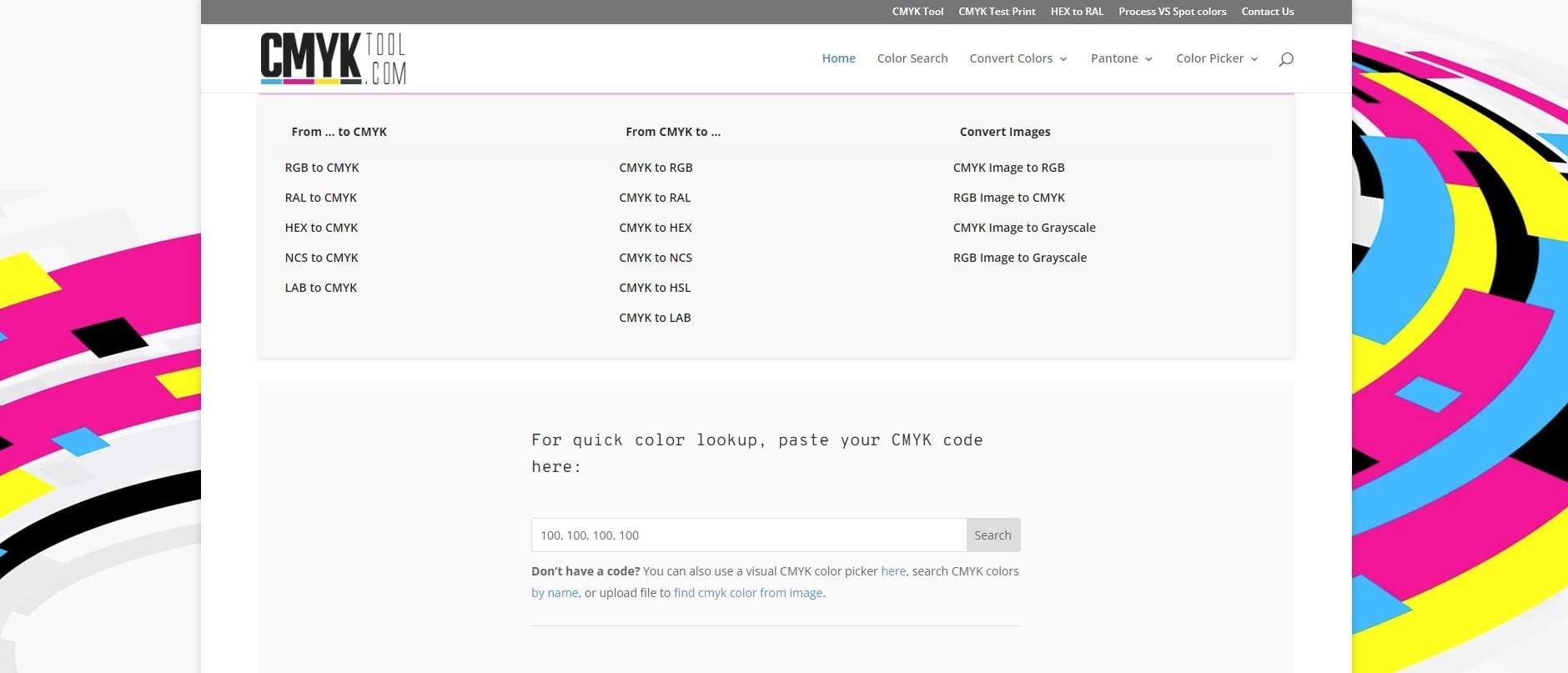 cmyktool cmyk color code converter