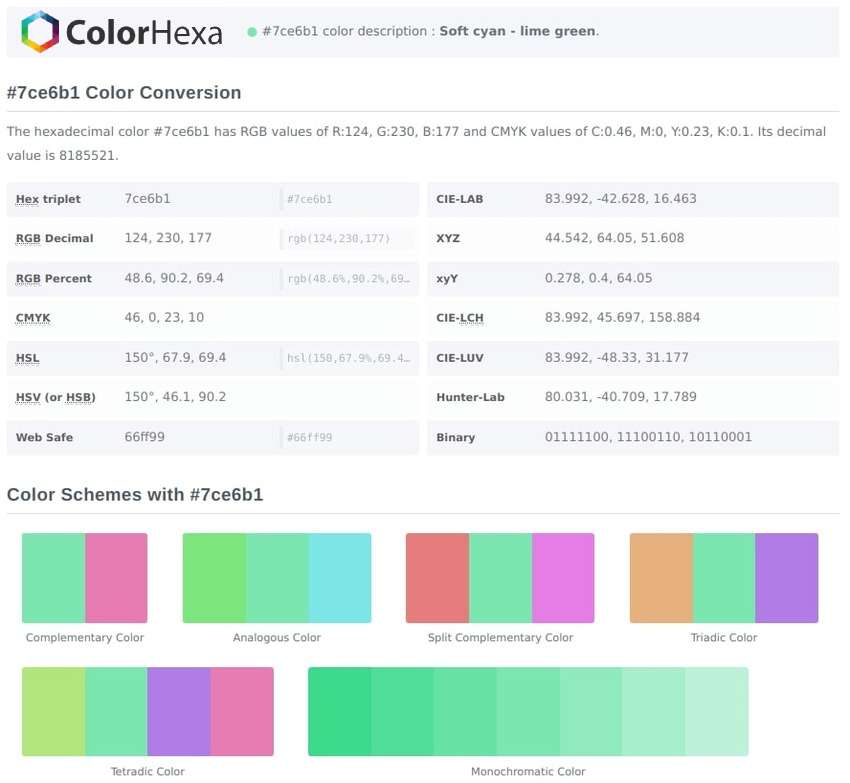 colorhexa color code converter