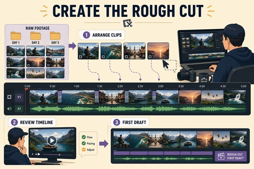 edit youtube video via timeline cuts