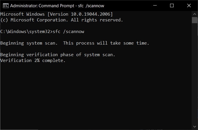 execute sfc scan command
