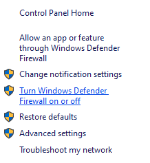 turn on off windows firewall defender