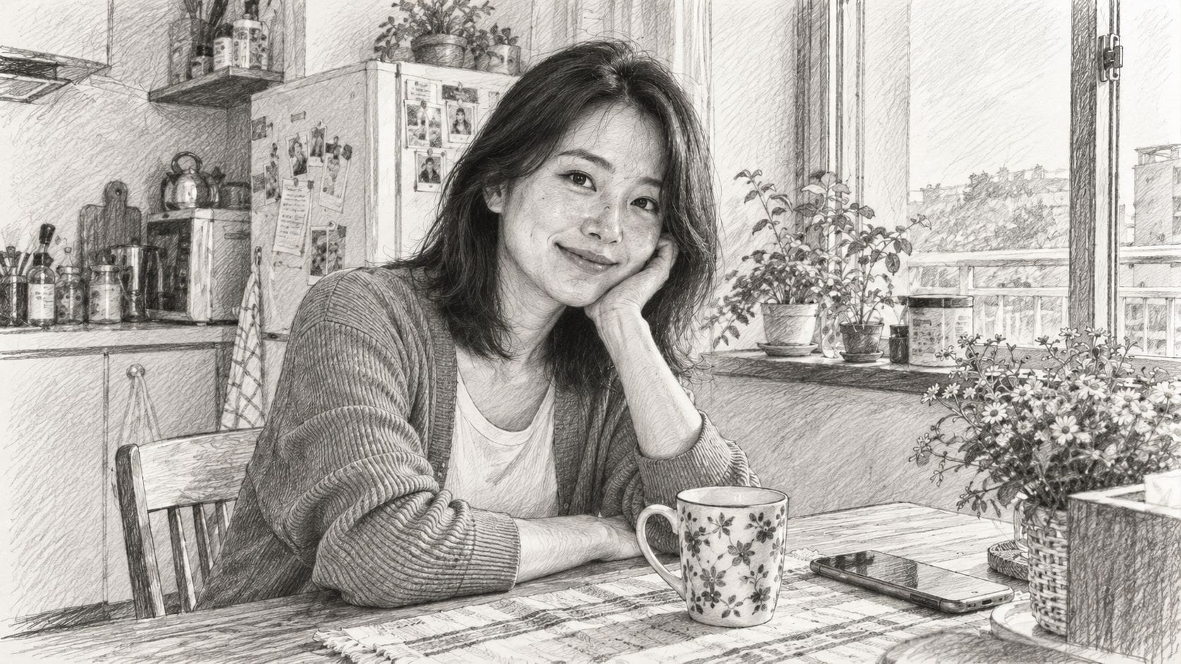 portrait converted to pencil sketch