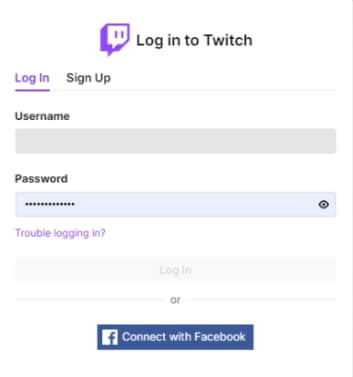 logging into twitch