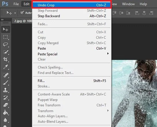 undo crop in photoshop