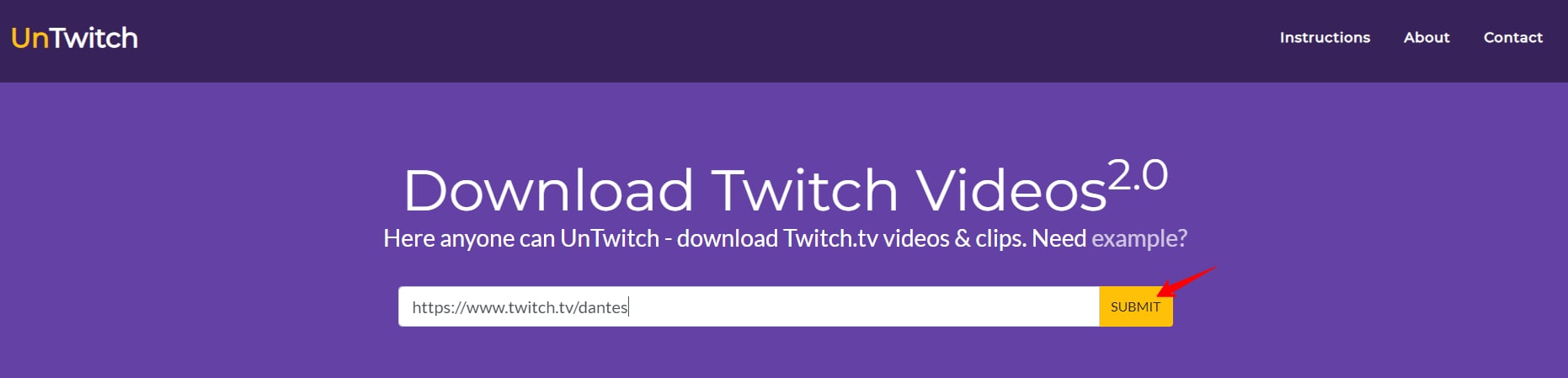 aggiunta del link al video di twitch a untwitch