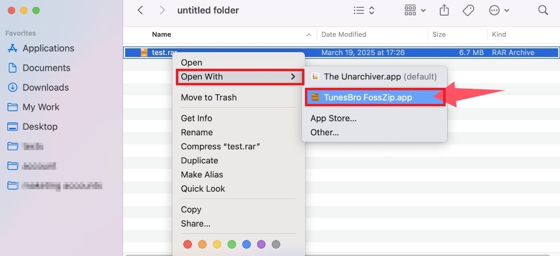 open with fosszip