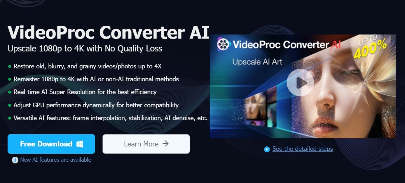 videoproc 4k video upscaler