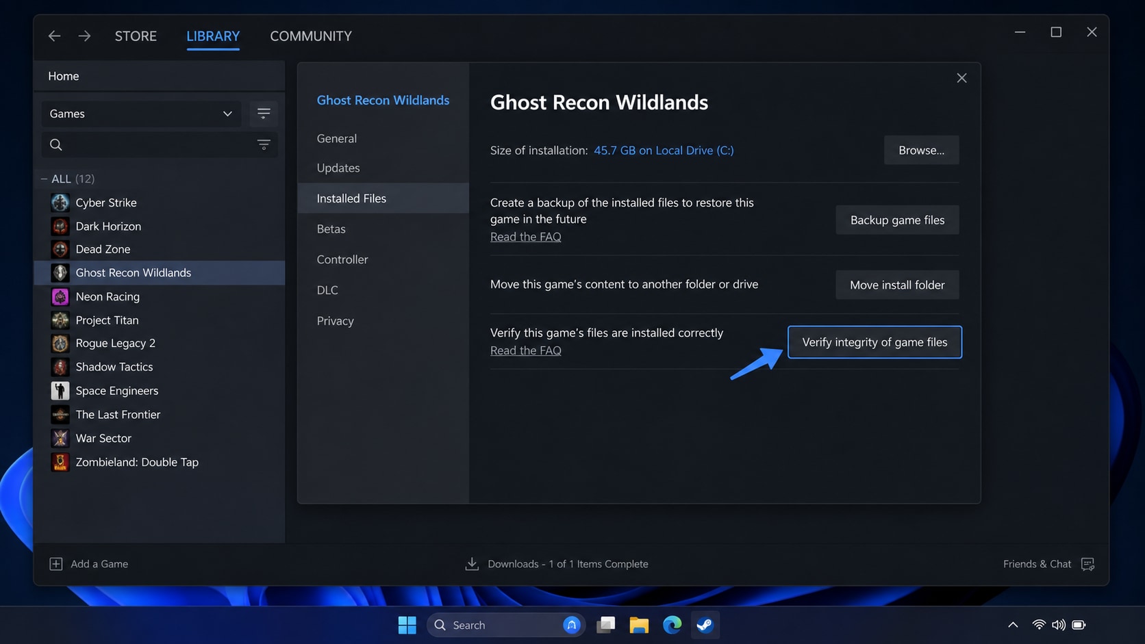 verify game file on steam