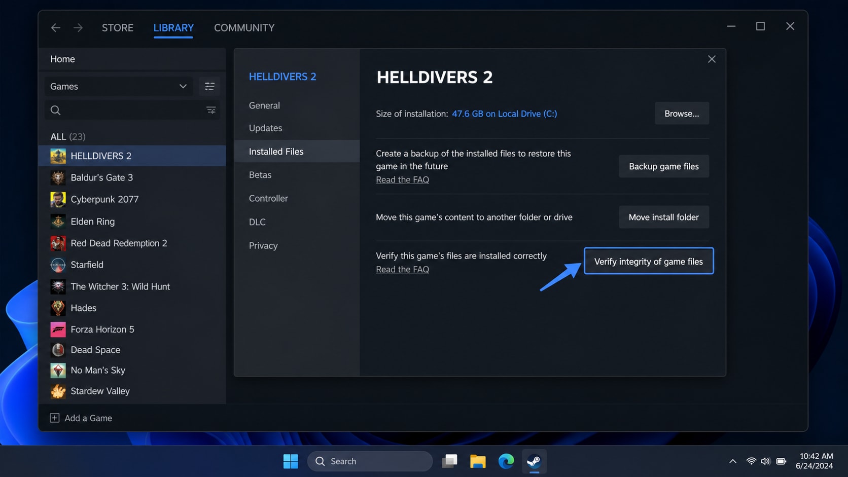 verify helldivers 2 game files on steam
