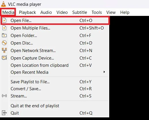 open video file using vlc