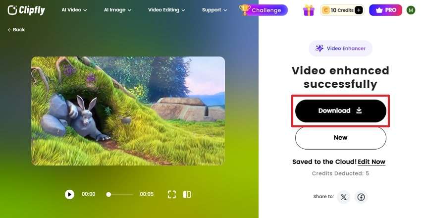 save with download button clipfly