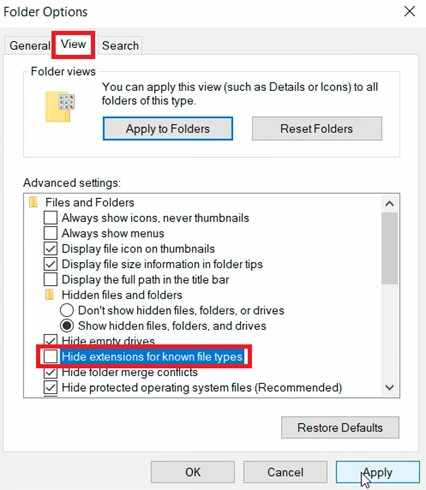  hide extensions 