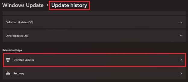 uninstall updates