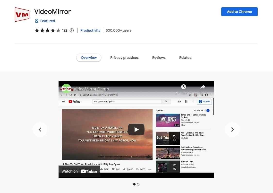 Estensione di Chrome VideoMirror Zoom Downloader.