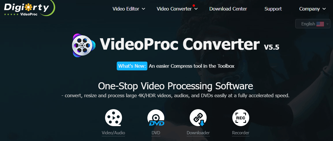 Interface de videoproc converter