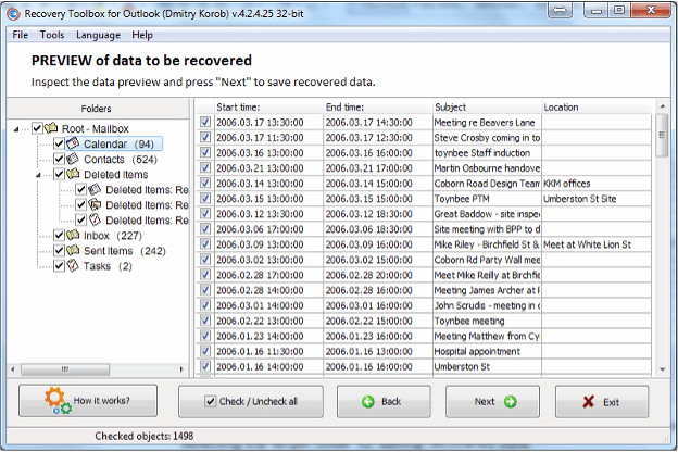 view contents of a pst file