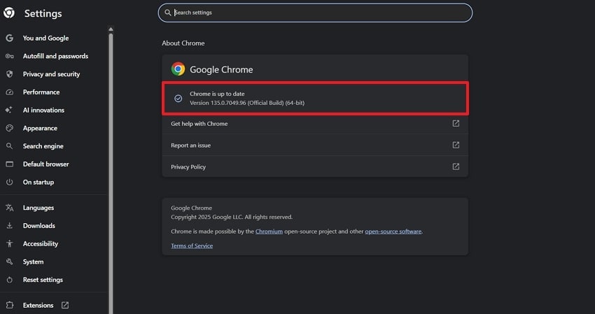 wait for chrome to update