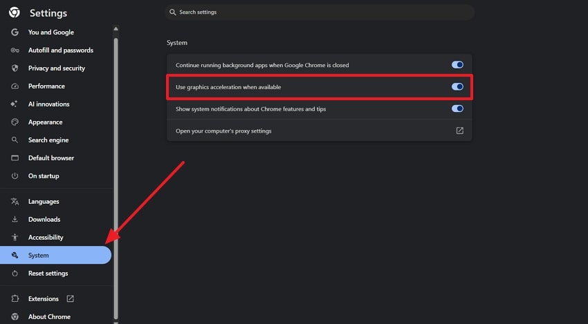 enable graphics acceleration option