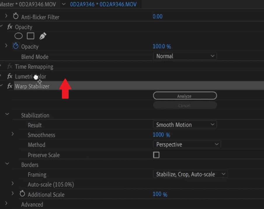 keep warp stabilizer at the top