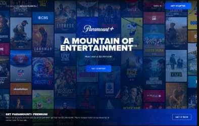 Official homepage screenshot of Paramount Plus