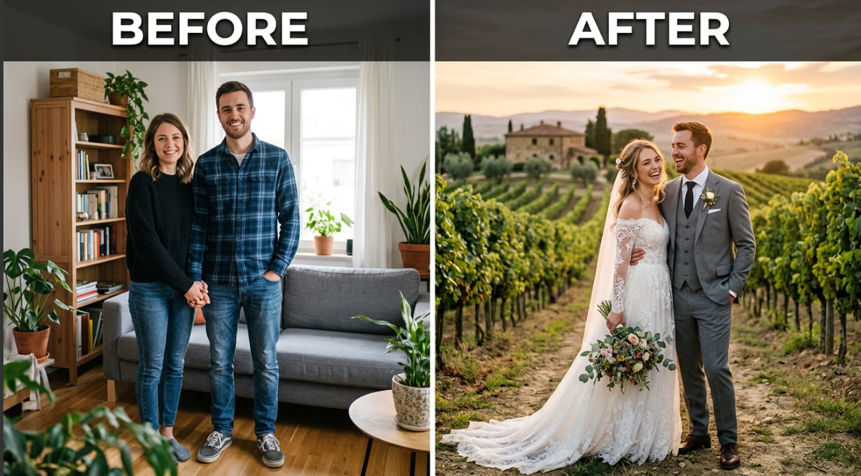 western outdoor wedding portrait