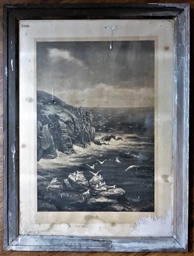 water damaged photo in the frame