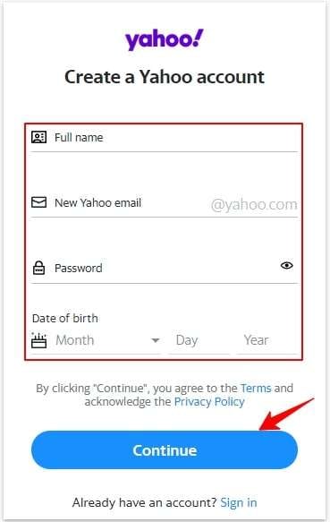 adding personal information in yahoo mail 