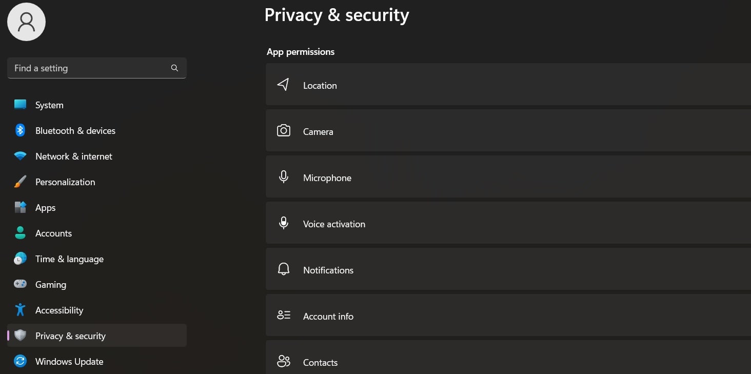 windows privacy and security