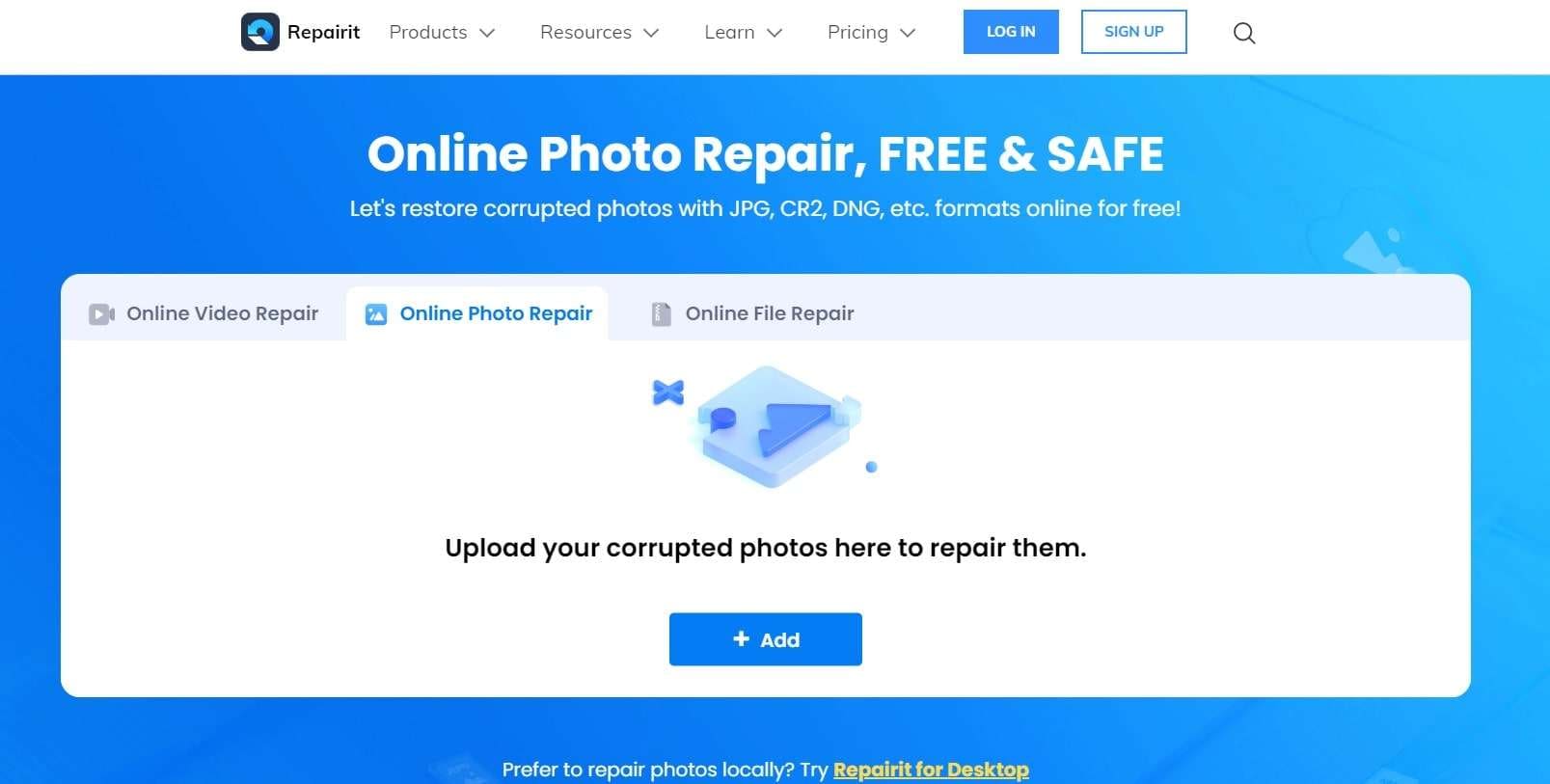 outil de réparation de photos en ligne wondershare