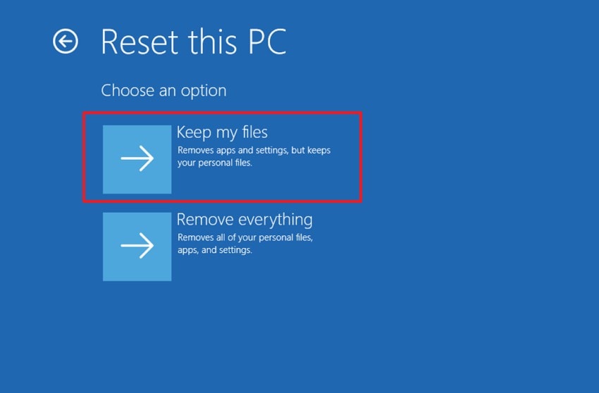 reset the pc in winre