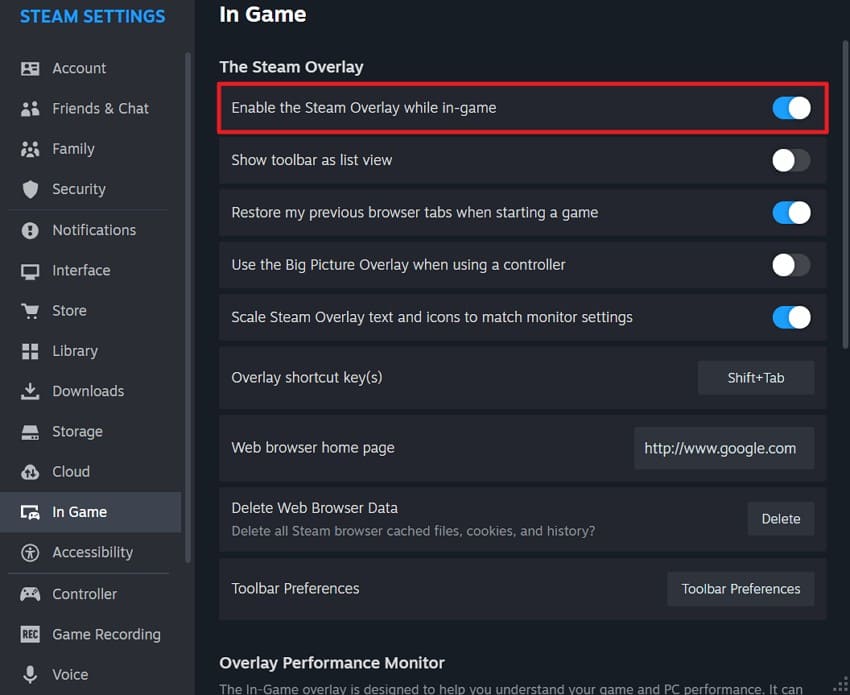 disable the game overlays
