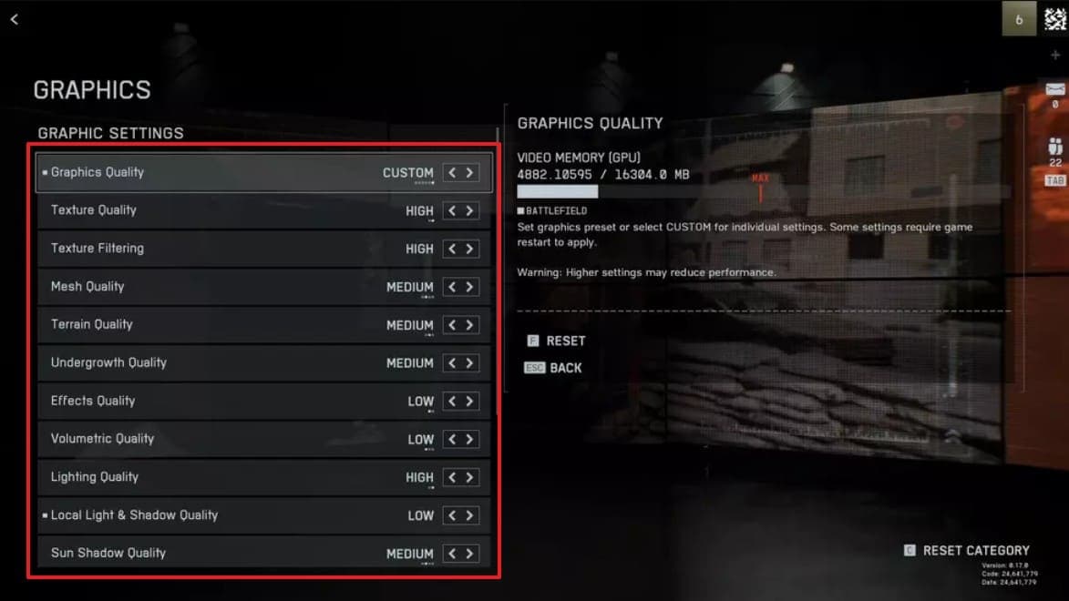 change game graphic settings